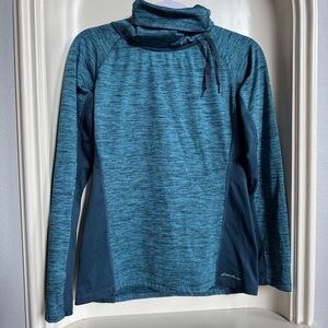Women's Eddie Bauer Motion Blue Turtleneck Long Sleeve Workout Active Top Size S